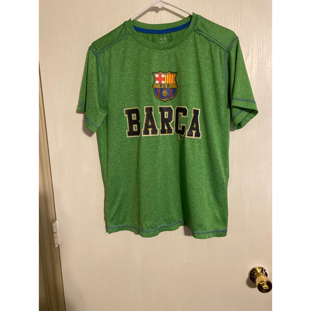 FC Barcelona Barca Soccer Graphic Tee Heather Green Short Sleeve Mens L 0705